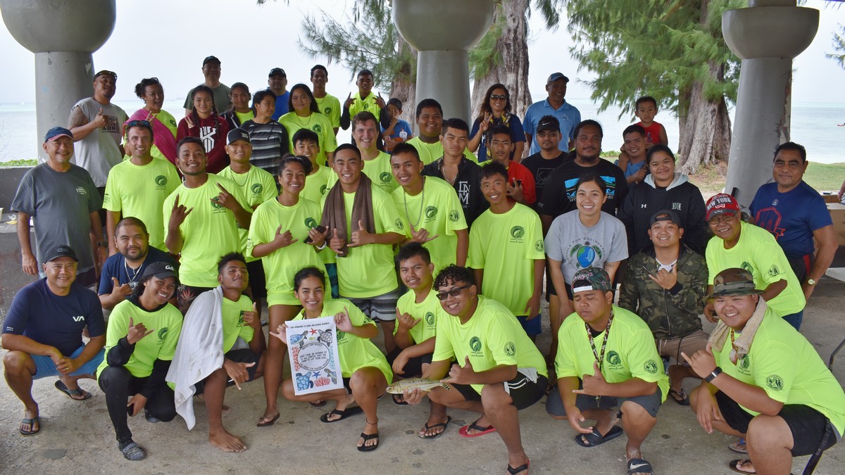 Saipan Fishermen’s Association’s “Tasi to Table” Youth Fishing Club members pose for a photo during the 1st shoreline casting tournament on Saturday. Photos by Floyd Masga