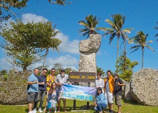 Media from Taiwan visit the ancient Chamorro archeological site House of Taga on Tinian on Dec. 19, 2019.