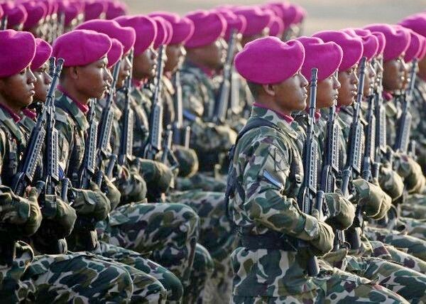 Indonesian Marines march during the celebrations for the 74th Indonesian National Armed Forces Day at Halim Perdanakusuma airbase in Jakarta, Indonesia on Oct. 5, 2019. REUTERS