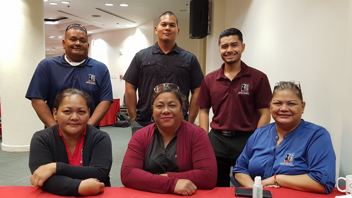 Arts Council staff members, standing from left, Greg Perez, Andu Agulto and Frank Deleon Guerrero; seated, from left, Erica Trinidad, Lucy Selepeo and Abick Muna. Photos by Lori Lyn C. Lirio