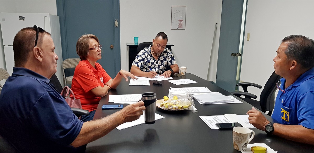 Northern Marianas Technical Institute board members, from left, Richard P. Kautz, Annie Hayes, John Gonzales, and Joseph Torres meet on Friday. Photo by Lori Lyn C. Lirio