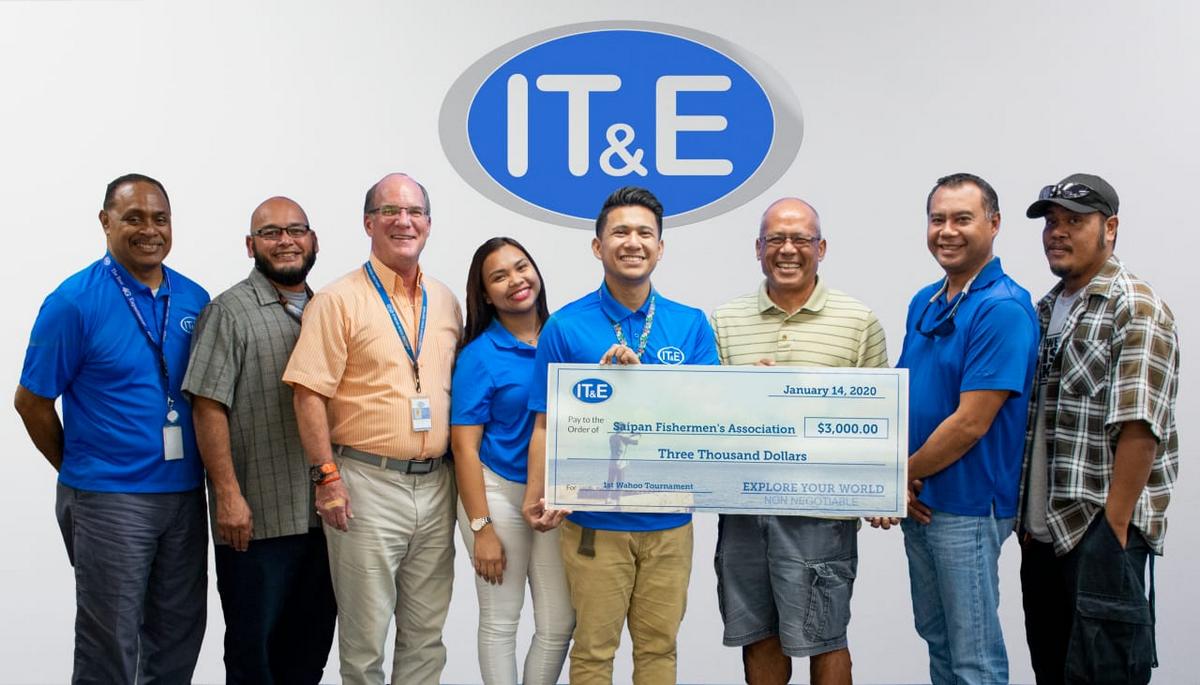 The Saipan Fishermen’s Association led by Gene Weaver and Wayne Pangelinan received a check for $3,000 from IT&E for the 1st Wahoo in the Marianas fishing tournament. Contributed photo