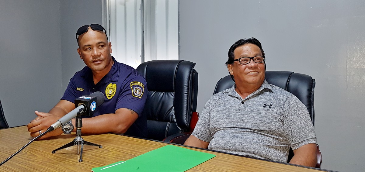 Board of Parole Chairman Ramon B. Camacho, right, and chief parole officer Nick Reyes conduct a press conference on Tuesday. Photo by Bryan Manabat