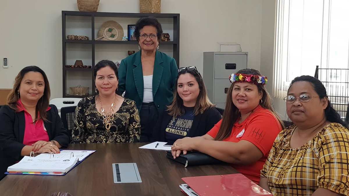 CAPFrom left, seated: Annamae Adaza, CNMI Women’s Association board member; Shirley Camacho-Ogumoro, special advisor for Women’s Affairs Office and co-chair of the Women’s Month committee; Sharina Clark, Women’s Month committee overall chair; Del Lieto, Women’s Mini Expo committee chair; Pat Mareham, co-chair, Women’s Mini Expo committee; and, standing, Felicidad Ogumoro, CNMI Women’s Association administrator. Photo by Lori Lyn C. LirioTION