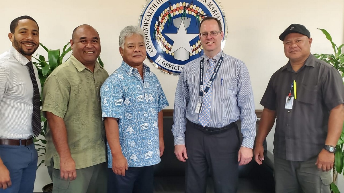 From left, Supervisory Survey Statistician of the Economic Census Section, Lawrence Montgomery III, CNMI Secretary of Commerce Mark O. Rabauliman, Lt. Gov. Arnold I. Palacios, U.S. Economic Census Assistant Survey Director Staff Chief Robert Nusz and CNMI Department of Commerce-Central Statistics Division Director Justin Andrew. Office of the Governor photo