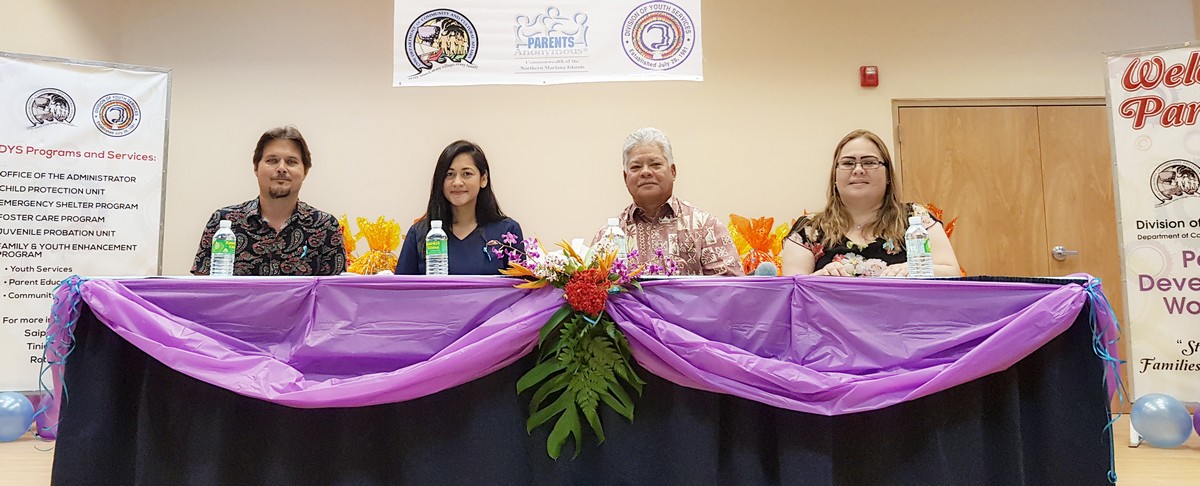 Lt. Gov. Arnold I. Palacios, second right, on Friday signed a proclamation designating February as Parent Leadership Month. Also in photo are Department of Community and Cultural Affairs Secretary Robert Hunter, left, first lady Diann Torres, second left, and Division of Youth Services Director Vivian Sablan, right. Photo by Lori Lyn C. Lirio