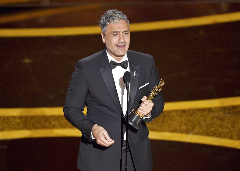 New Zealand director-actor Taika Waititi accepts the award for Best Adapted Screenplay for Jojo Rabbit during the 92nd Oscars at the Dolby Theatre in Hollywood, California on February 9, 2020. He wrote, directed and starred in the film. AP