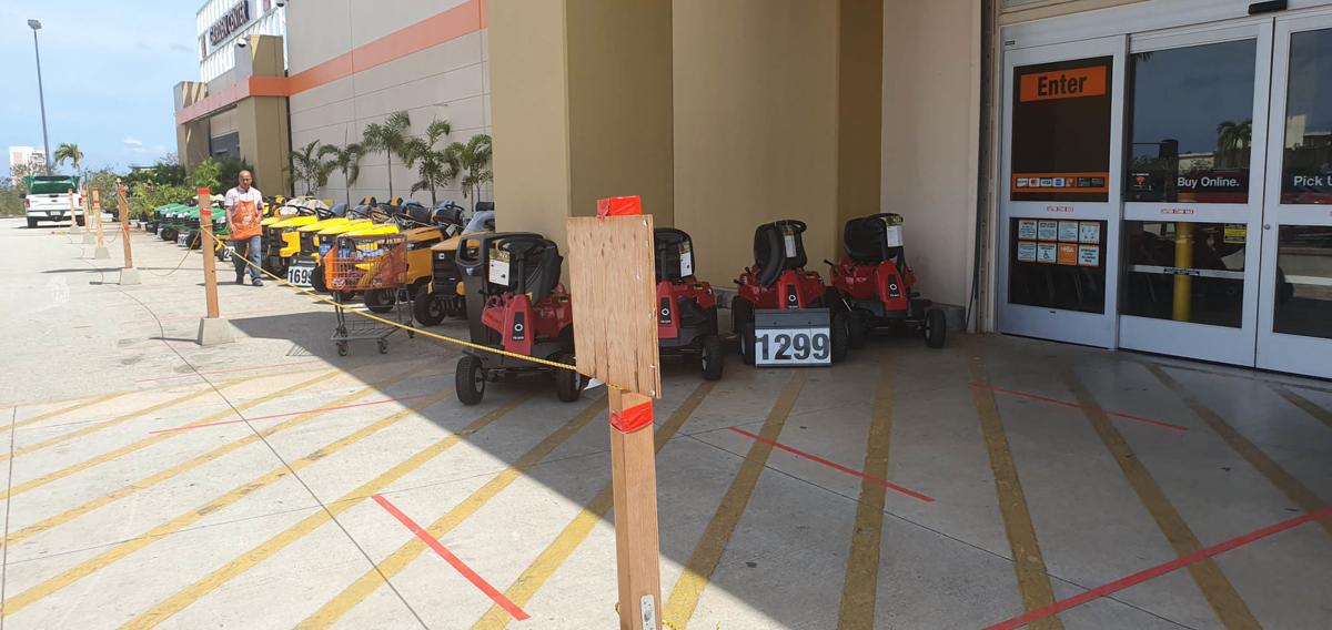 Home Depot on Guam is implementing a limit of 130 persons in the store at one time and marking the line so people can keep a six-foot social distance from each other. Photo by David Castro/The Guam Daily Post