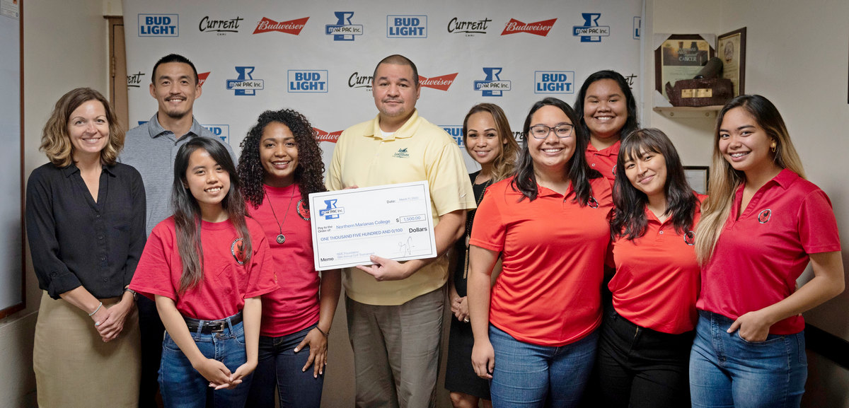 Marianas Pacific Distributors donated $3,000 in cash, beverages, and in-kind donations to the Northern Marianas College Foundation. The donation will be used for the NMC Foundation’s upcoming golf tournament on Saturday, March 21. NMC photo
