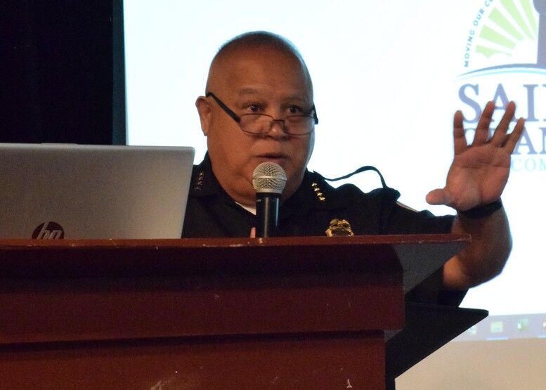 Customs Director Jose Mafnas speaks before the Saipan Chamber of Commerce during its meeting at the Pacific Islands Club on Wednesday last week. Photo by Emmanuel T. Erediano
