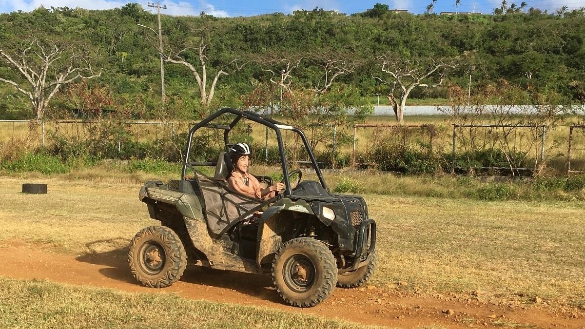 Reiko Kato of TV Tokyo Network’s special “The Best Weekend Resort with Direct Flight: Let’s See All the Superb Views in Saipan Within 48 Hours!” takes a UTV tour on Feb. 19, 2020. MVA photos