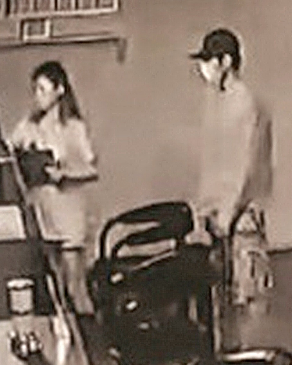 This image from a video shows the suspect, right, approaching the poker arcade attendant at 888 Poker Game II in San Jose on Sunday. Contributed photo