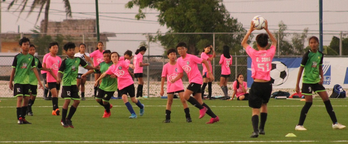 MP United and TanHoldings players are ready for the inbound during a game of the Youth League Spring 2020-U13 Coed Division at the NMI Soccer Training Center. Photo by James F. Sablan Jr. 