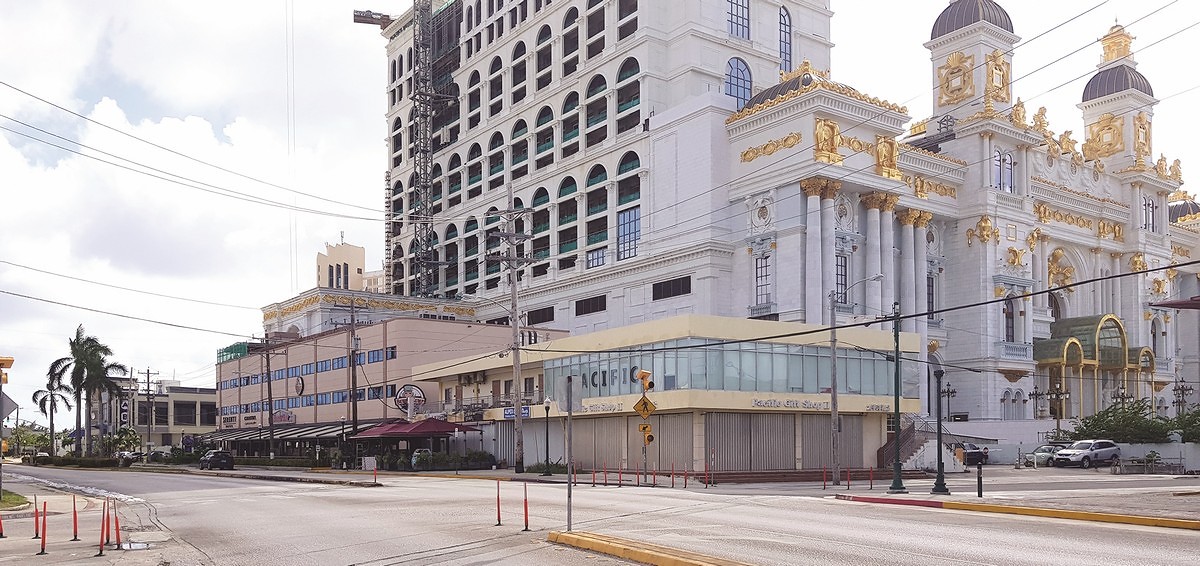 Imperial Pacific International’s casino-hotel, which is still under construction, is seen on Beach Road in Garapan, Tuesday. Photo by Bryan Manabat