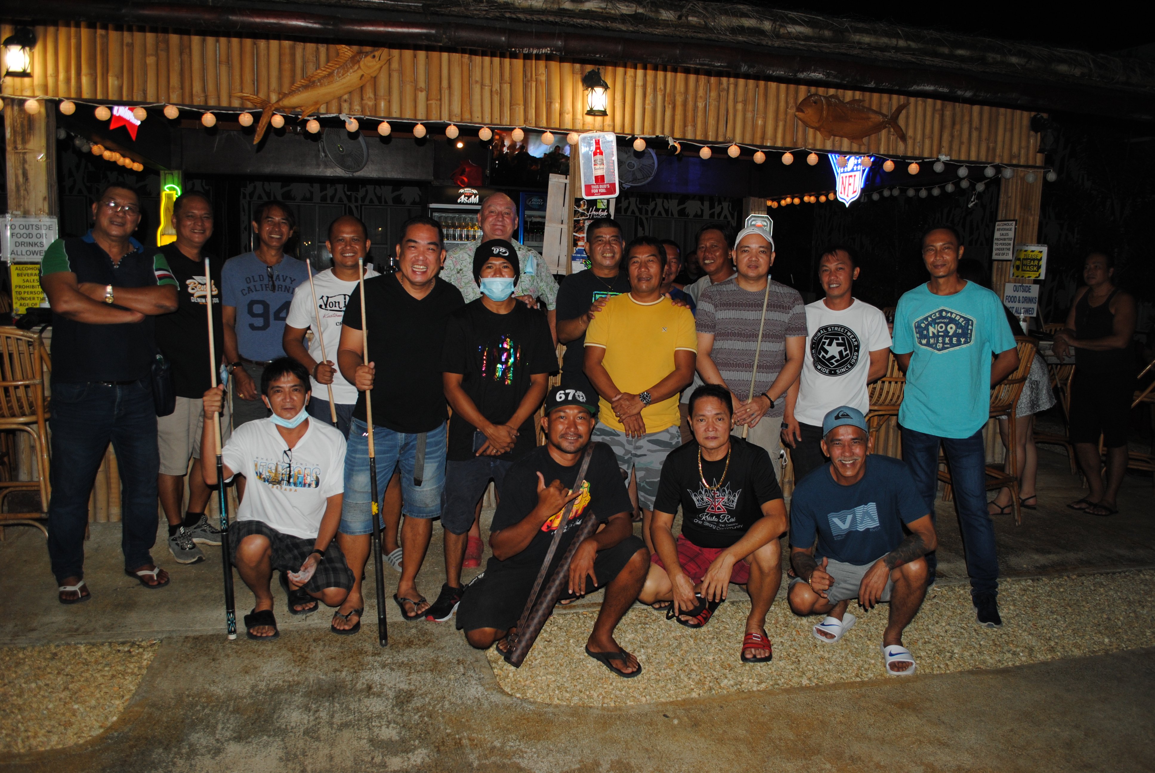 The participants of Sunday's Saipan Vegas Christmas Pool Tournament pose for photo at the New Bamboo Bar.Photo by James F. Sablan Jr