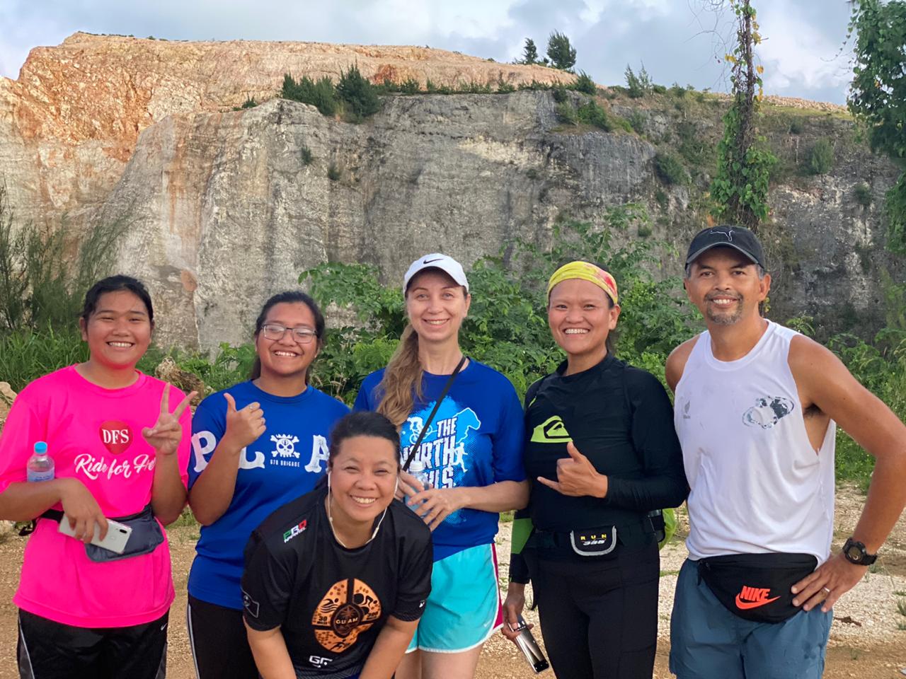 Eric Abragan, right, poses with Mojie De Luna, second from right, and others during their creative hike on the Sound of Music Hill in Kanat Tabla. Contributed Photo