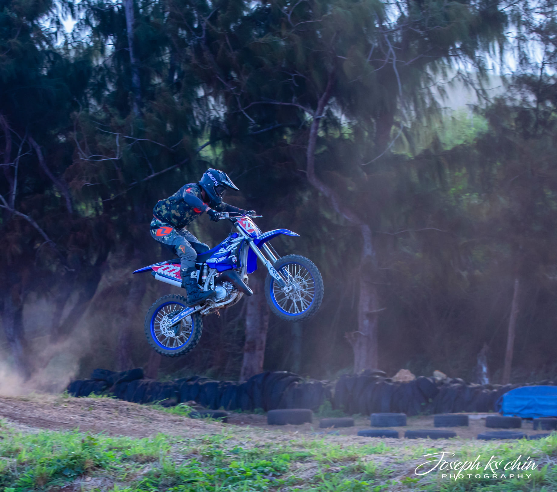 Etay Mendoza executes a jump during an MRA competitive race at the Cow Town track.Photo by Joseph Chin