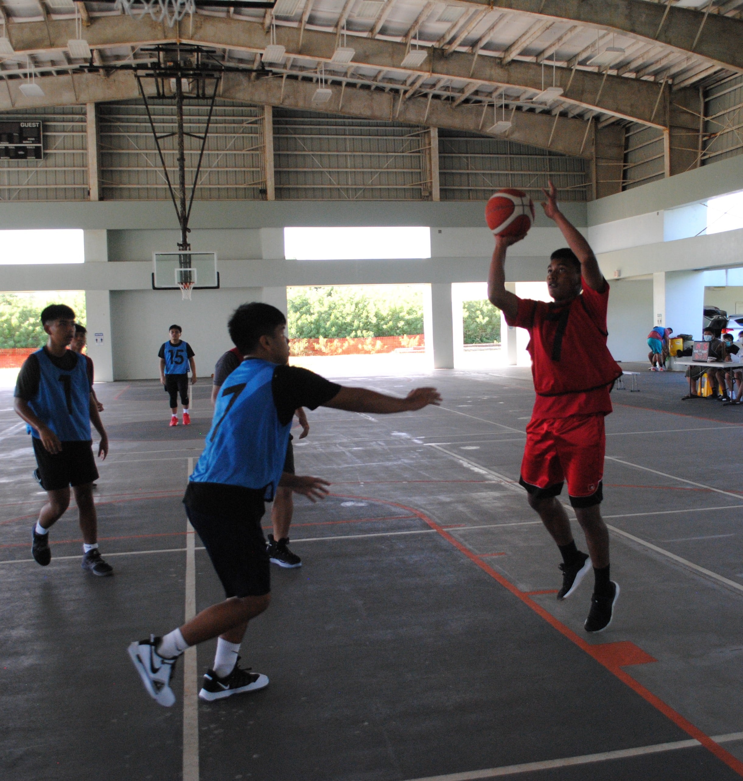 Ol'Aces' MJ David takes the shot during a U17 game of the RBA Holiday Basketball Tournament held at the Koblerville gym on Dec. 20, 2020.Photo by James F. Sablan Jr.