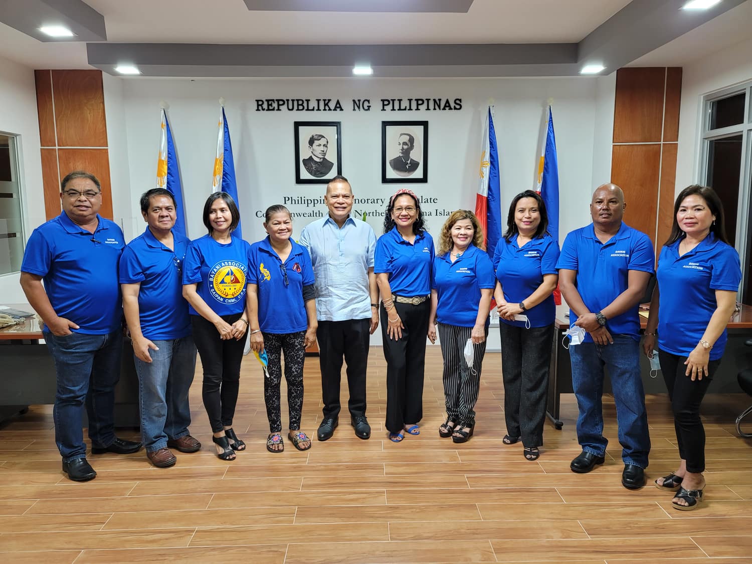 Bayani’s board members pose for a photo with Philippine Honorary Consul Glicerio Eli DM Arago at the Honorary Philippine Consulate Support Office-CNMI.Bayani Association photo