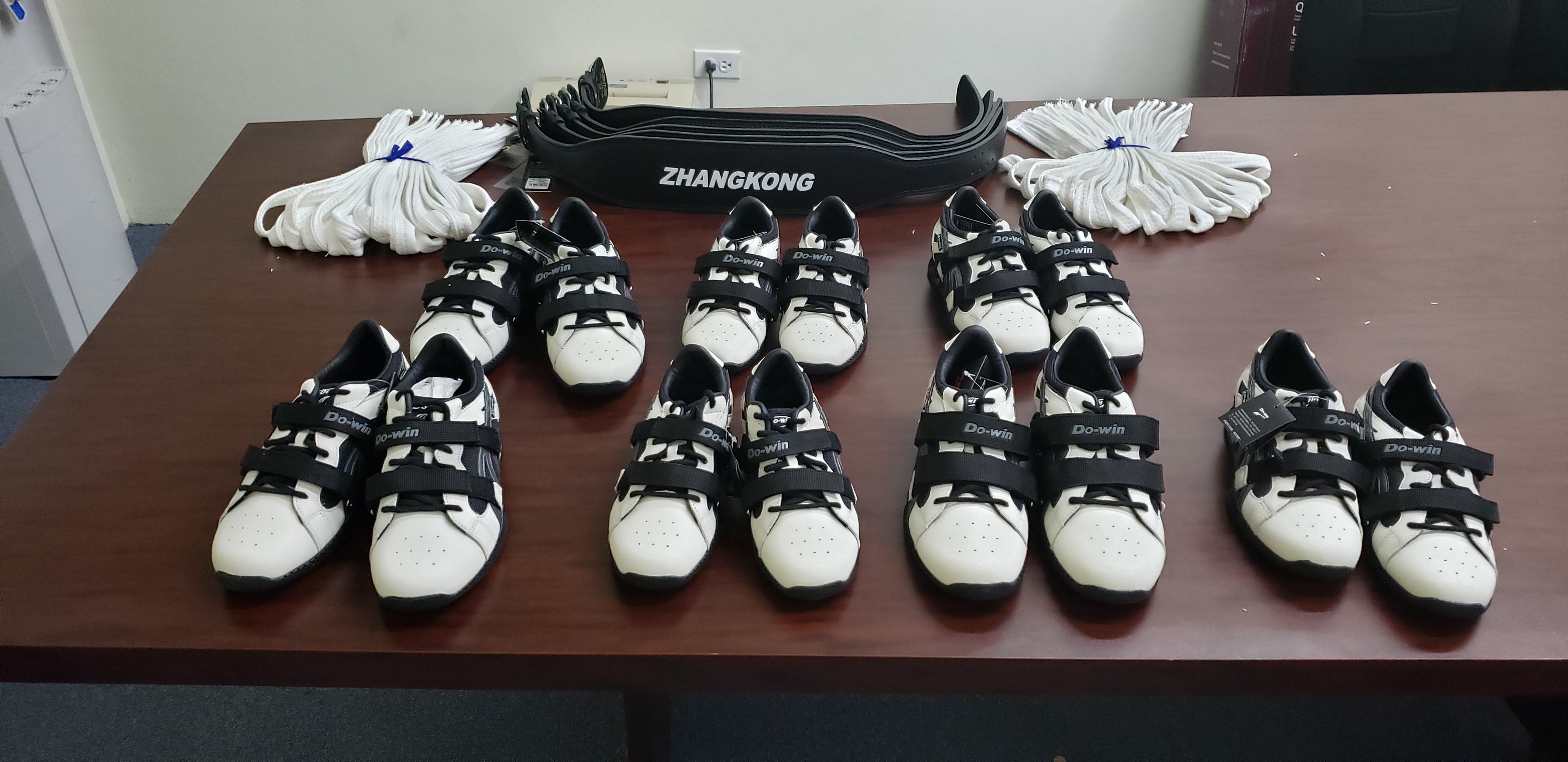 The Oceania Weightlifting Federation recently donated weight belts, straps, and shoes to the CNMI federation.Contributed photo
