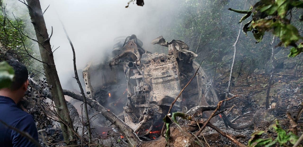 The black Toyota Tacoma that drove off Suicide Cliff late Tuesday afternoon was engulfed in flames, the fire department said.
