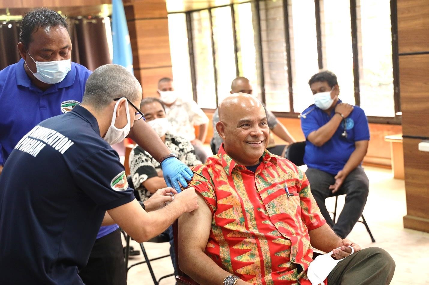 FSM President David Panuelo receives the Covid-19 vaccineFSM Information Services photo
