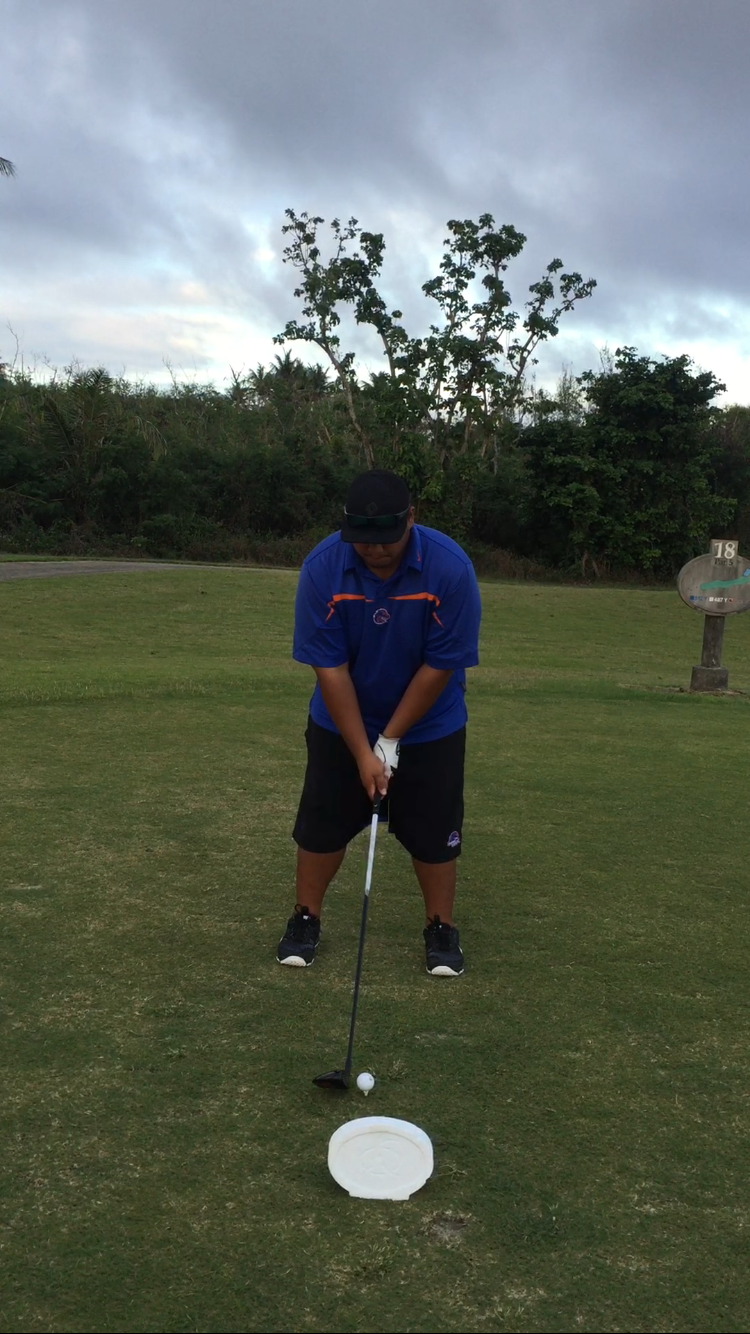 Juan “Shine” Tenorio lines up his shot during the Marianas Golf Association December Ace of the Month tournament at the Kingfisher Golf Links on Dec. 19, 2020.Contributed photo