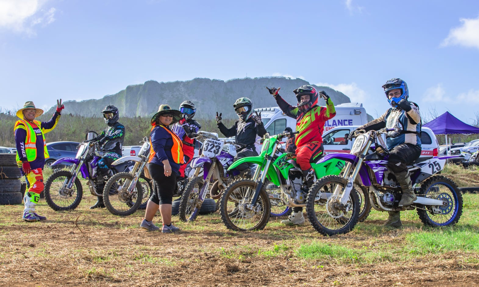 The Novice class riders are ready for a practice race at the Cow Town track on Sunday.Photo by Joseph Chin