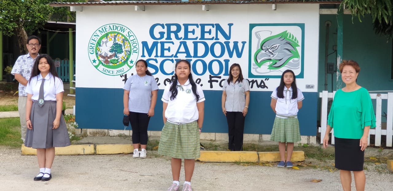 Green Meadow School’s top spellers pose with their school officials and teachers.GMS photo