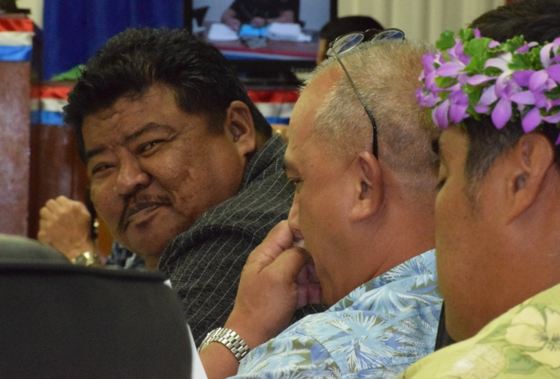Then-Rep. Antonio SN Borja smiles during a session of the 21st House of Representatives. Also in photo are Rep. Joe Flores and then-Rep. Marco Peter. Photo by Emmanuel T. Erediano
