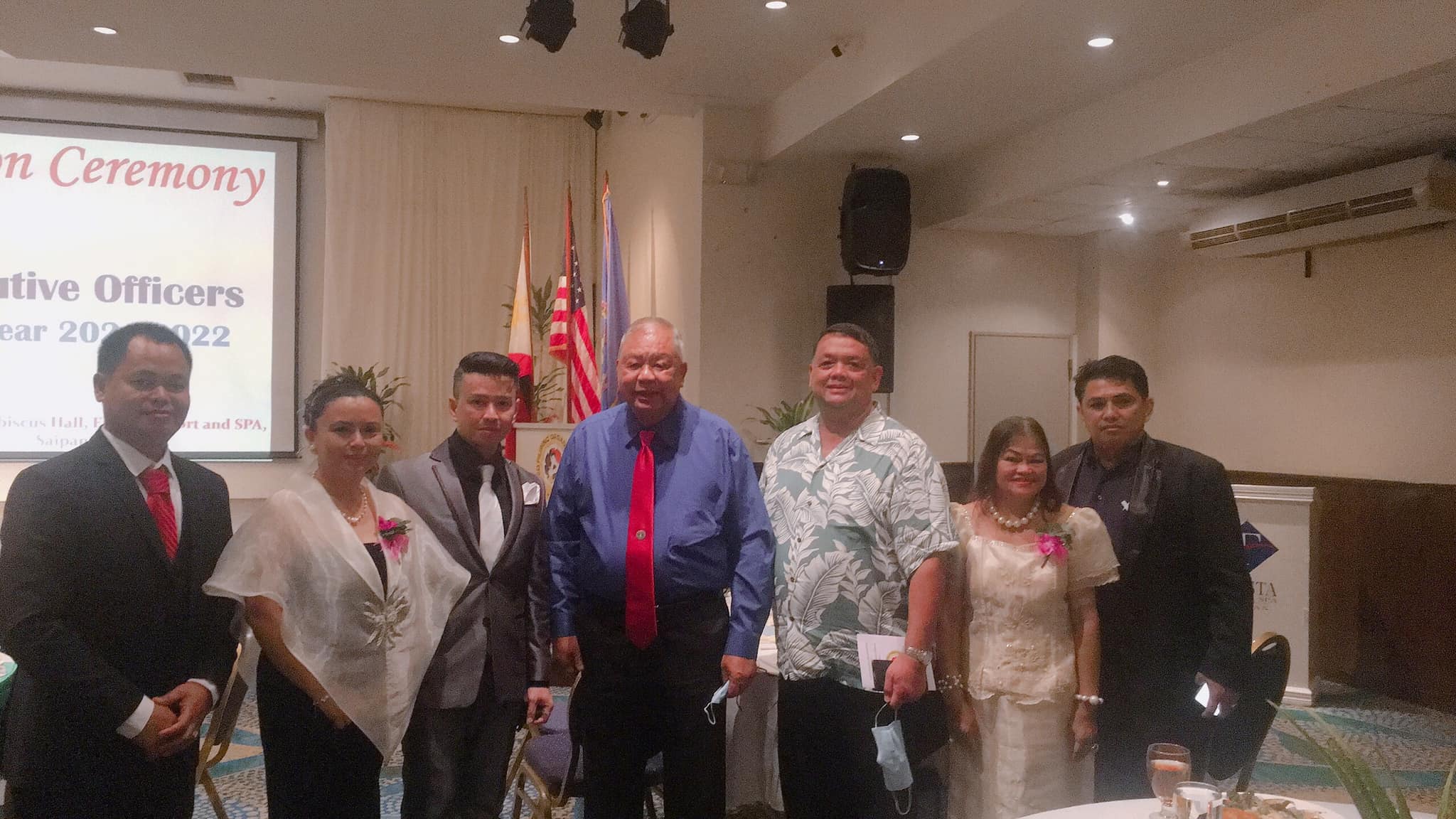 Saipan Mayor David M. Apatang and Bureau of Environmental and Coastal Quality Administrator Eli D. Cabrera with United Filipino Organization members and officers on Jan.9 at Fiesta Resort.Contributed photo
