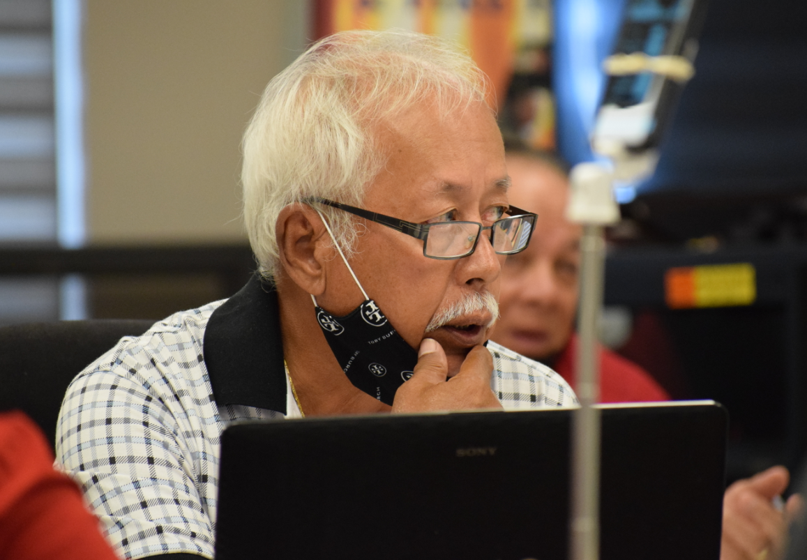 Commonwealth Ports Authority board member Pete P. Reyes speaks during a board meeting on Tuesday.Photo by Emmanuel T. Erediano