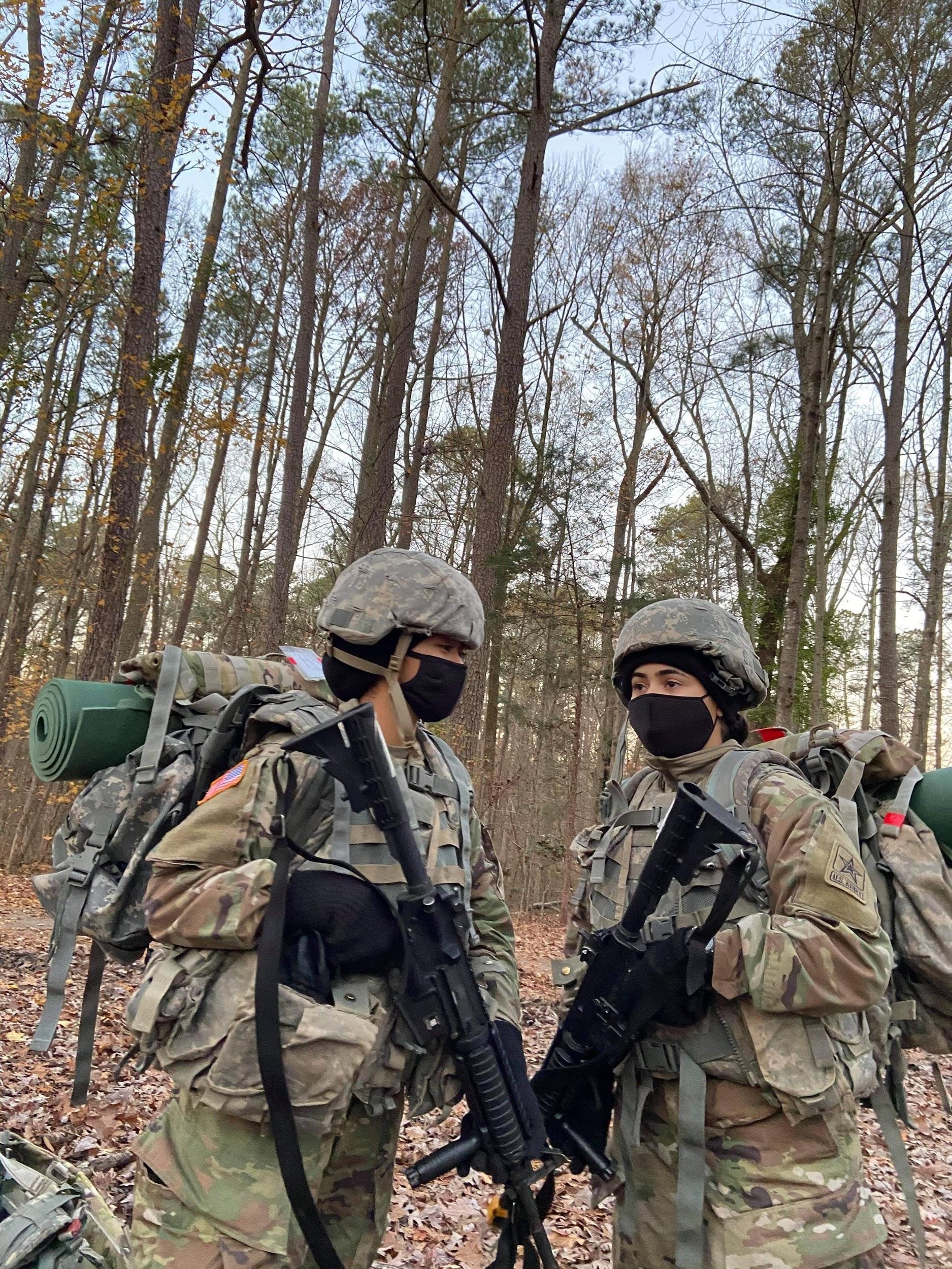 Pvt. 1st Class Keyla B. Flores, left, during training.Contributed photo