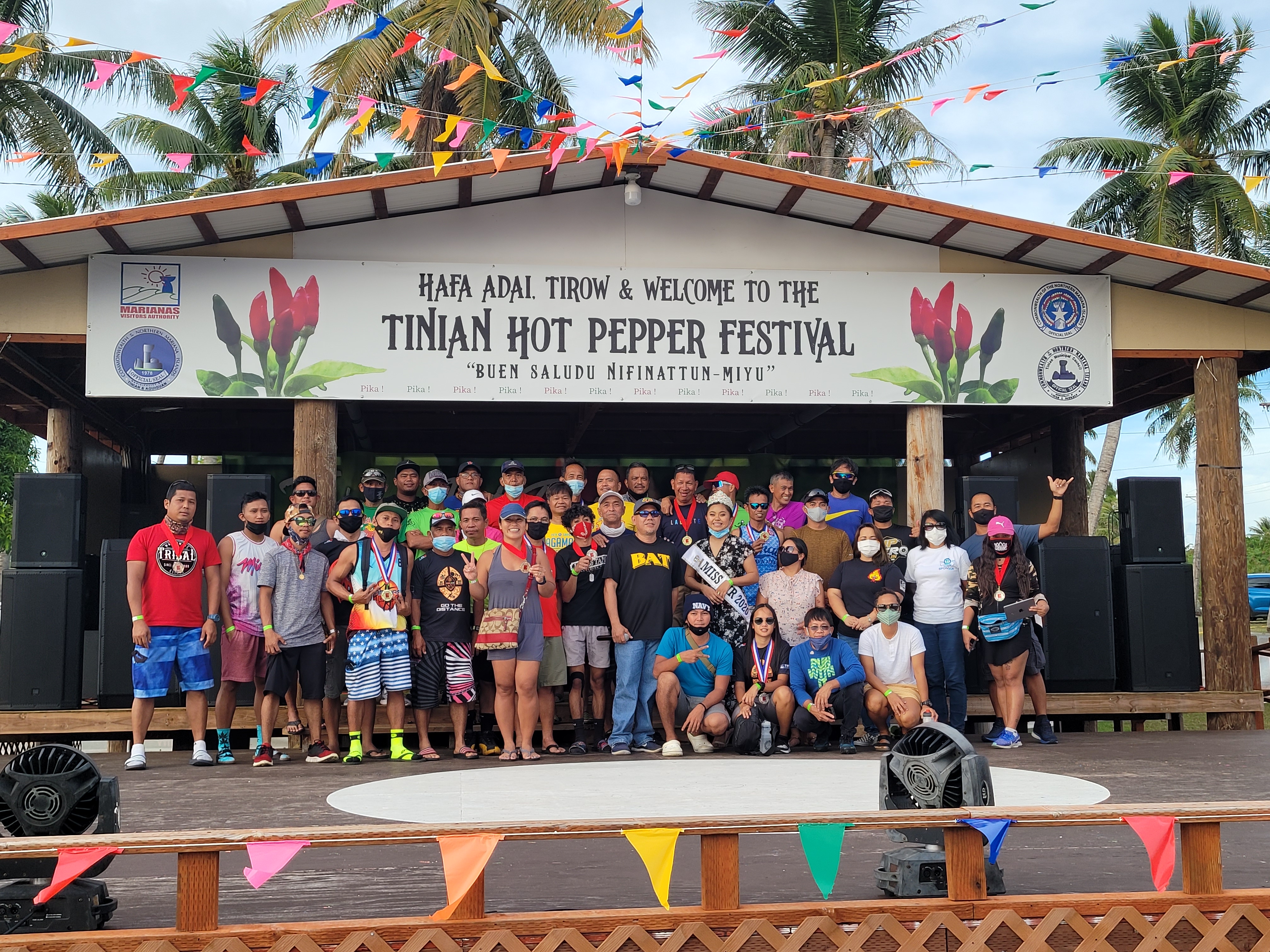 The 2021 Tinian Pika 50k bike race participants pose for a group photo.Photo by Bryan Manabat
