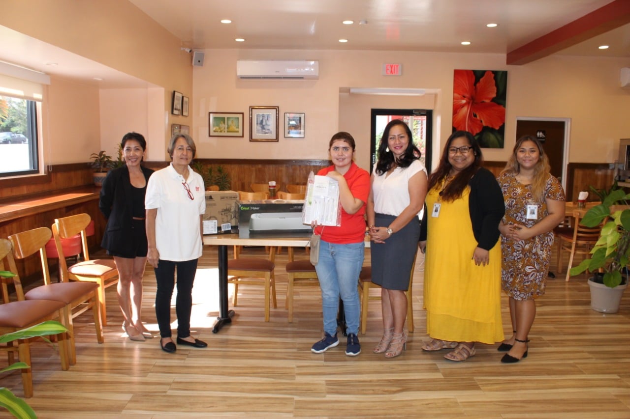 Office of Vocational Rehabilitation Executive Director Maryann Borja-Arriola and OVR staffers Shana Iguel and Tianna Villagomez with Herman's Modern Bakery general manager Annie Hayes, employee Maria Guerrero and her mother, Marissa Flores.OVR photo