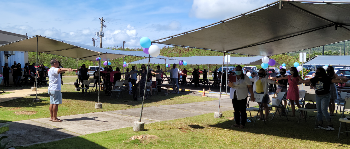 Parent-leaders participate in a “Mindful Minute” exercise on Friday at the Kagman Community Center.Photo by K-Andrea Evarose S. Limol