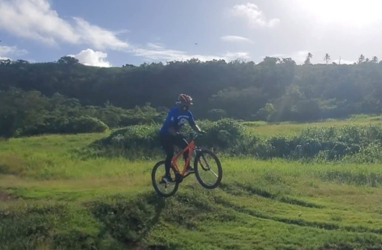 Jerry Diaz on his bike attempts a jump at the Kan Pacific track.Contributed photo