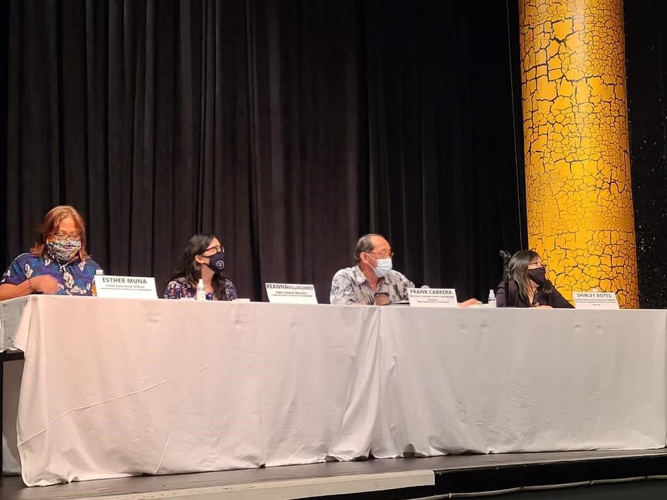 From left, Commonwealth Healthcare Corp. Chief Executive Officer Esther Muna, CHCC public health educator Keanna Villagomez, CNMI Department of Commerce-Workers Compensation Commission Director Frank Cabrera, and IT&E human resources business partner Shirley Dotts.SHRM photo