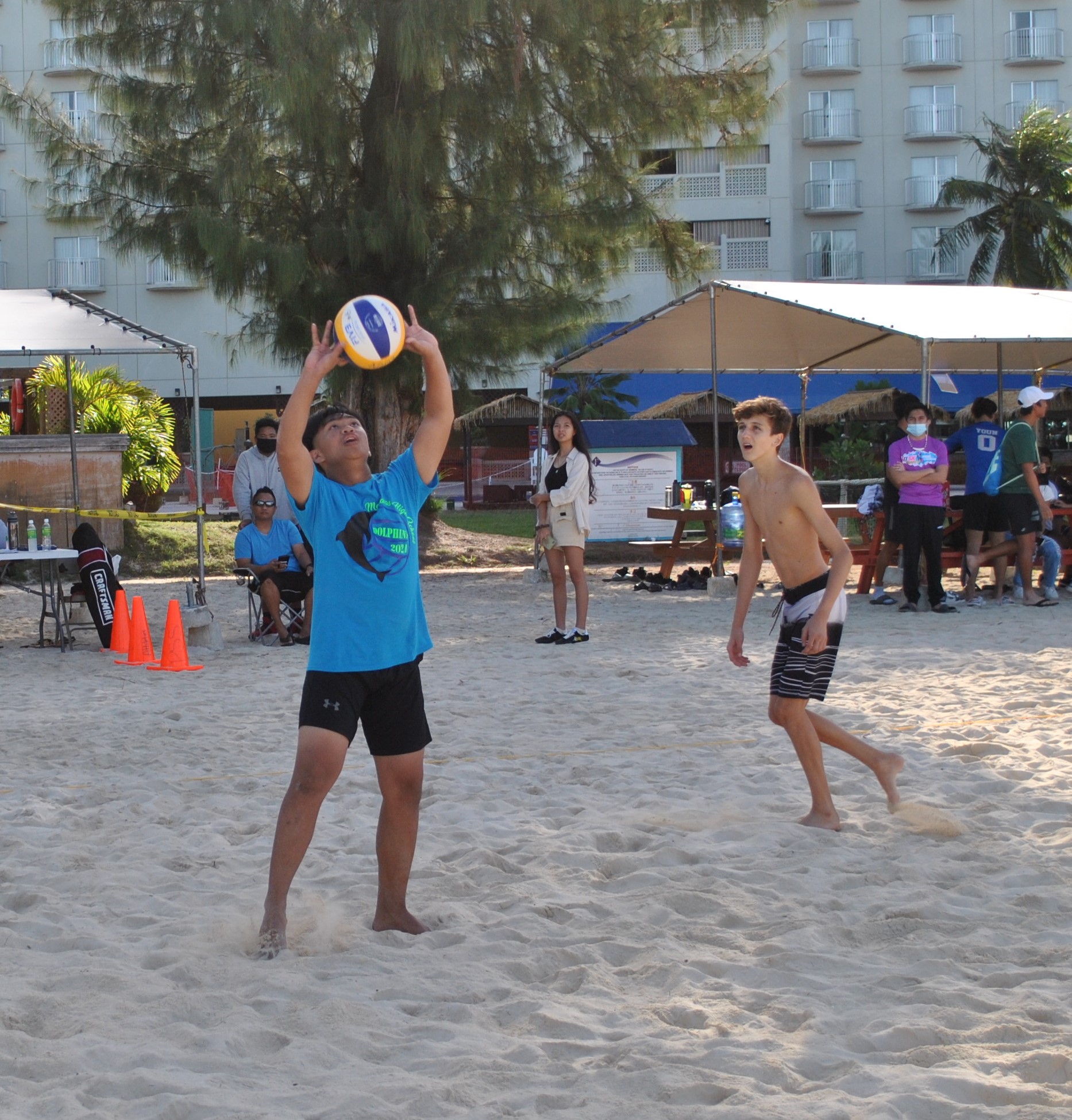 MHS 1's John Justo connects the set.