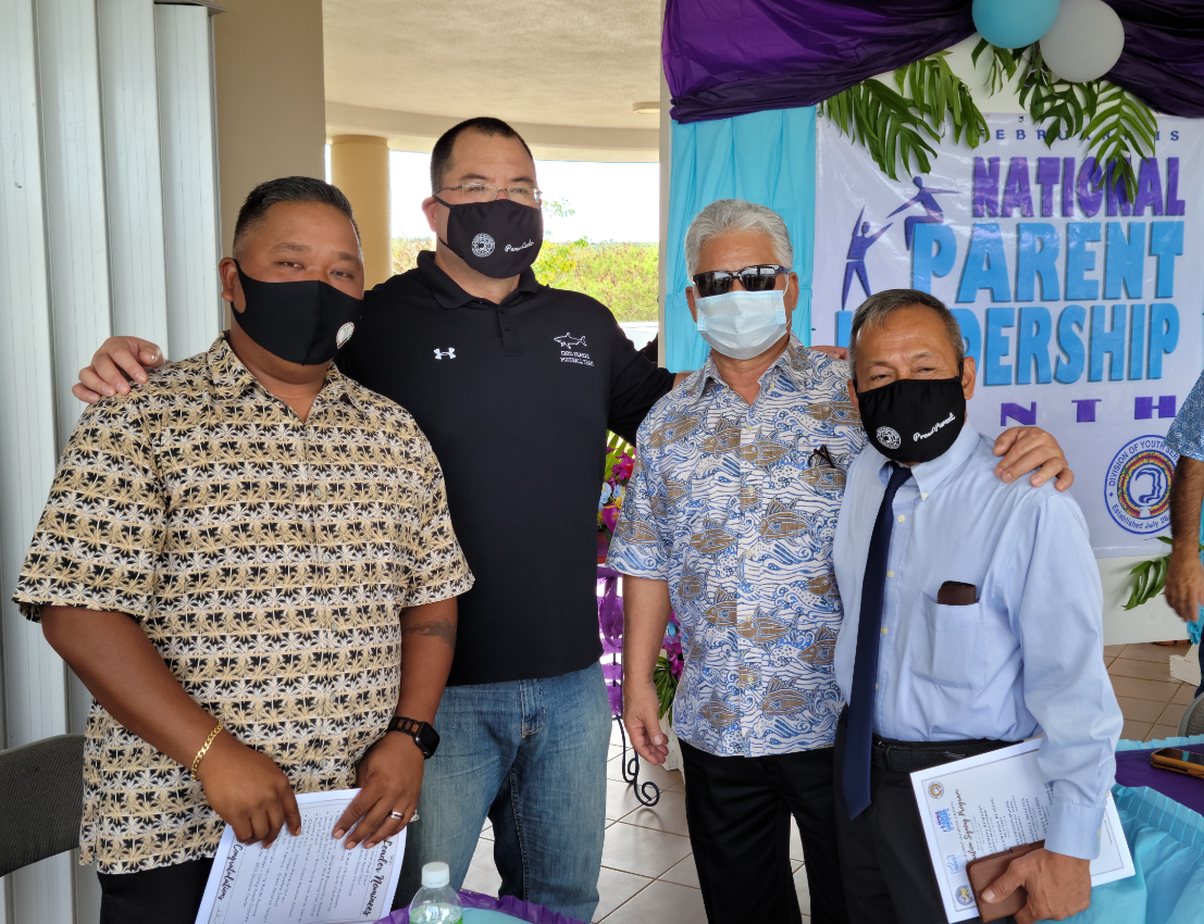 From left, Rep. Angel Demapan, Speaker Edmund Villagomez, Lt. Gov. Arnold Palacios and Rep. Vicente Camacho pose for a photo following the signing of the Parent Leadership Month proclamation Friday.Photo by K-Andrea Evarose S. Limol