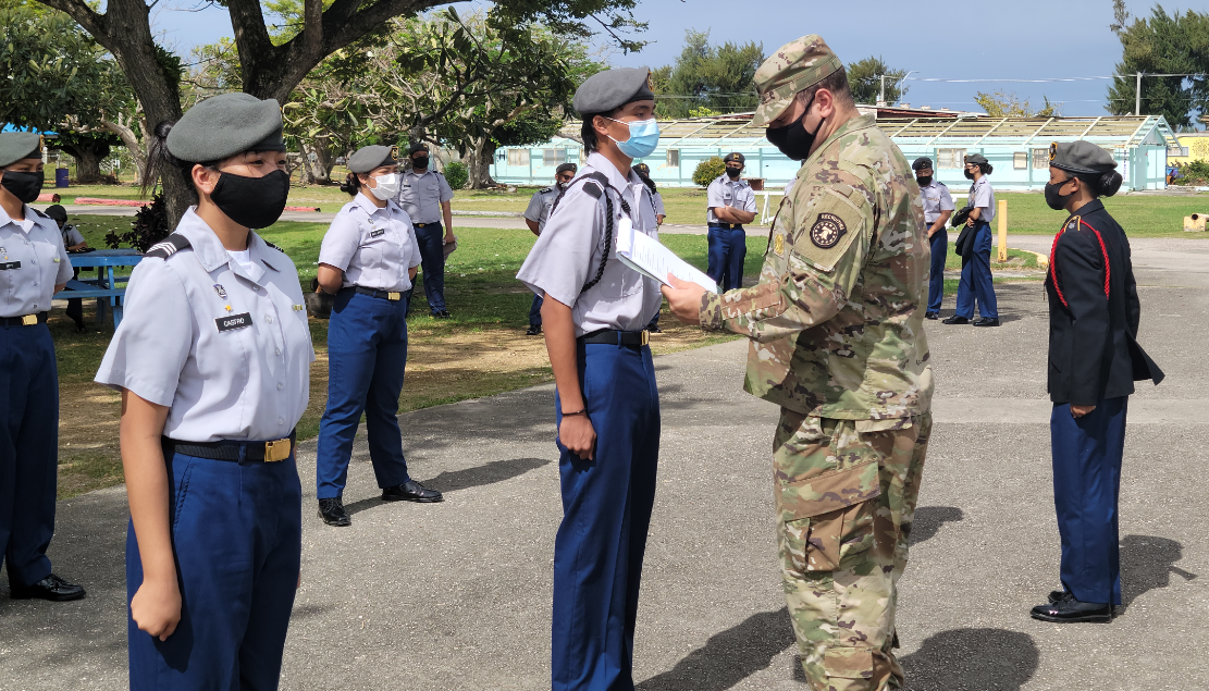 Cadets are inspected by SSG Michael Ryan on Monday at Marianas High School.Photo by K-Andrea Evarose S. Limol
