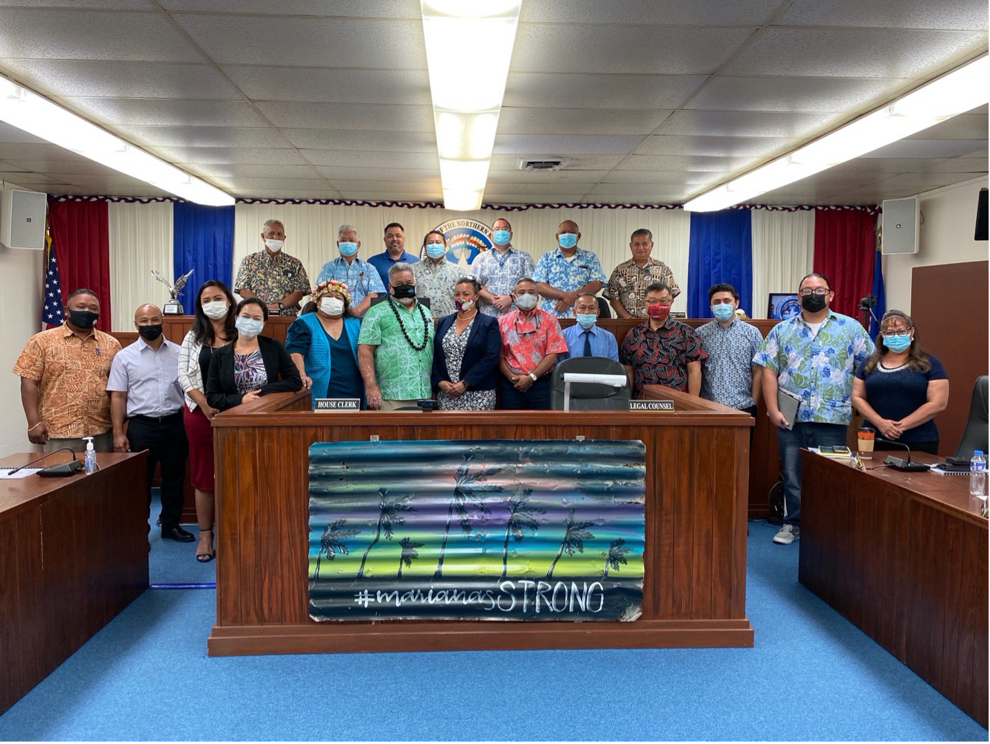 Officials of the Governor’s Council of Economic Advisers led by co-chairs Gov. Ralph DLG Torres, back row center, and Jerry Tan, front left fourth right, and Lt. Gov. Arnold I. Palacios, back row second left, join House  members for a group photo after presenting the GCEA’s Annual Report and recommendations last month on Capital Hill.Office of the Governor photo