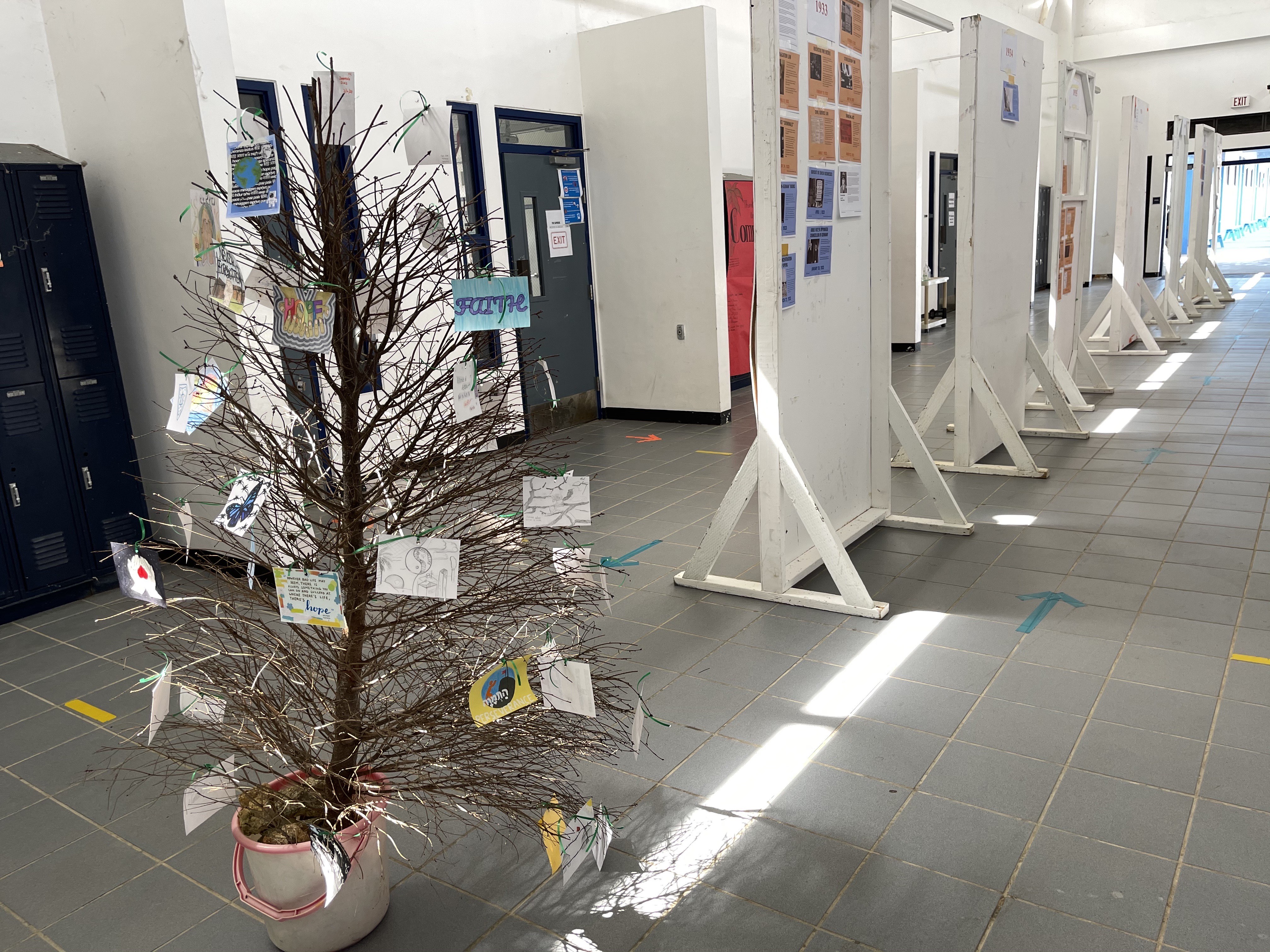 MCS Holocaust Memorial: In learning about the Holocaust, Juniors at Mount Carmel School created this Holocaust Memorial, which runs along the second floor hallway of the school’s Maturana Building.MCS photo