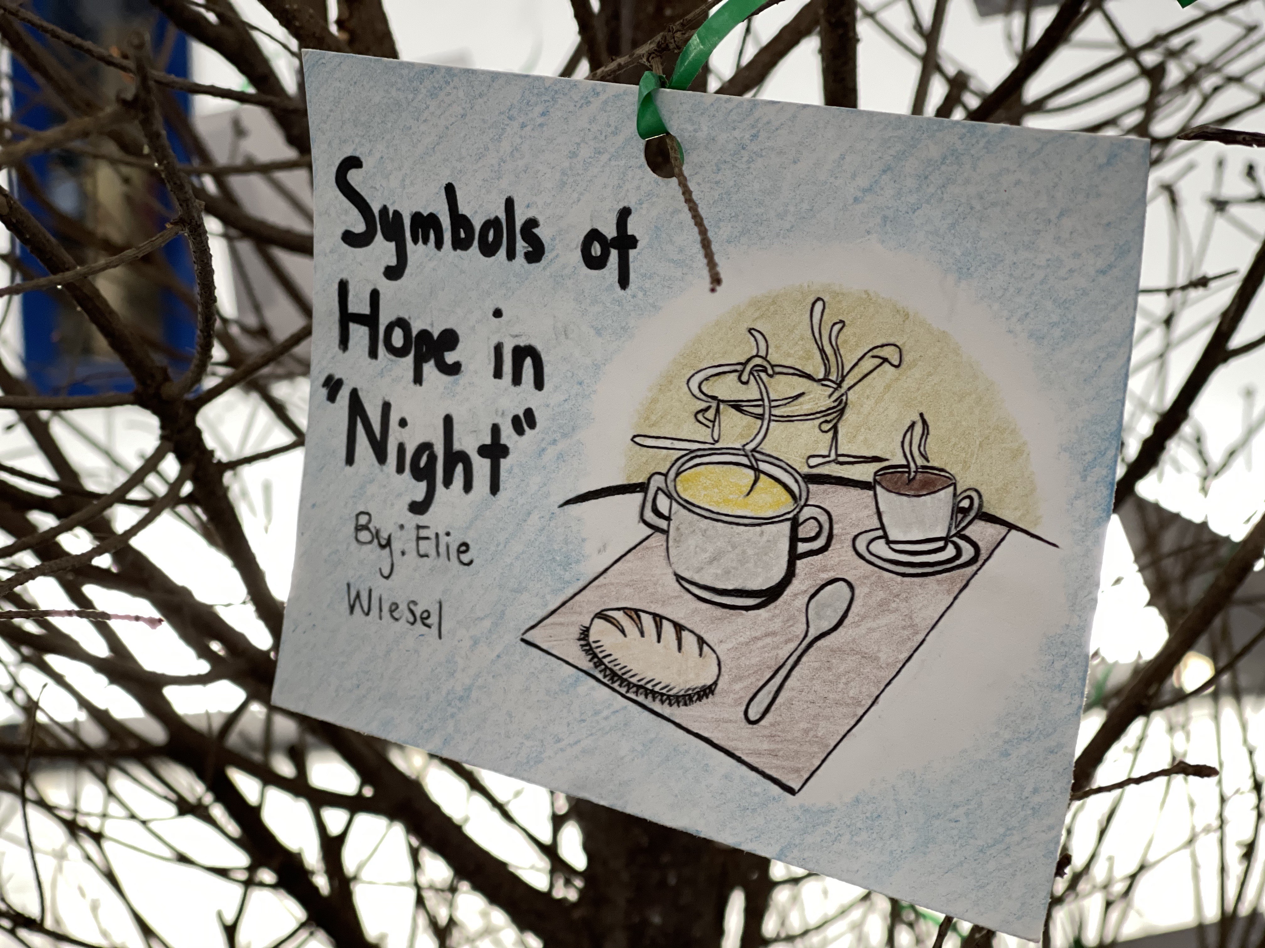 Symbols of Hope: A piece of student artwork about the Holocaust that is part of a Holocaust Memorial that students recently erected at Mount Carmel School.MCS photo