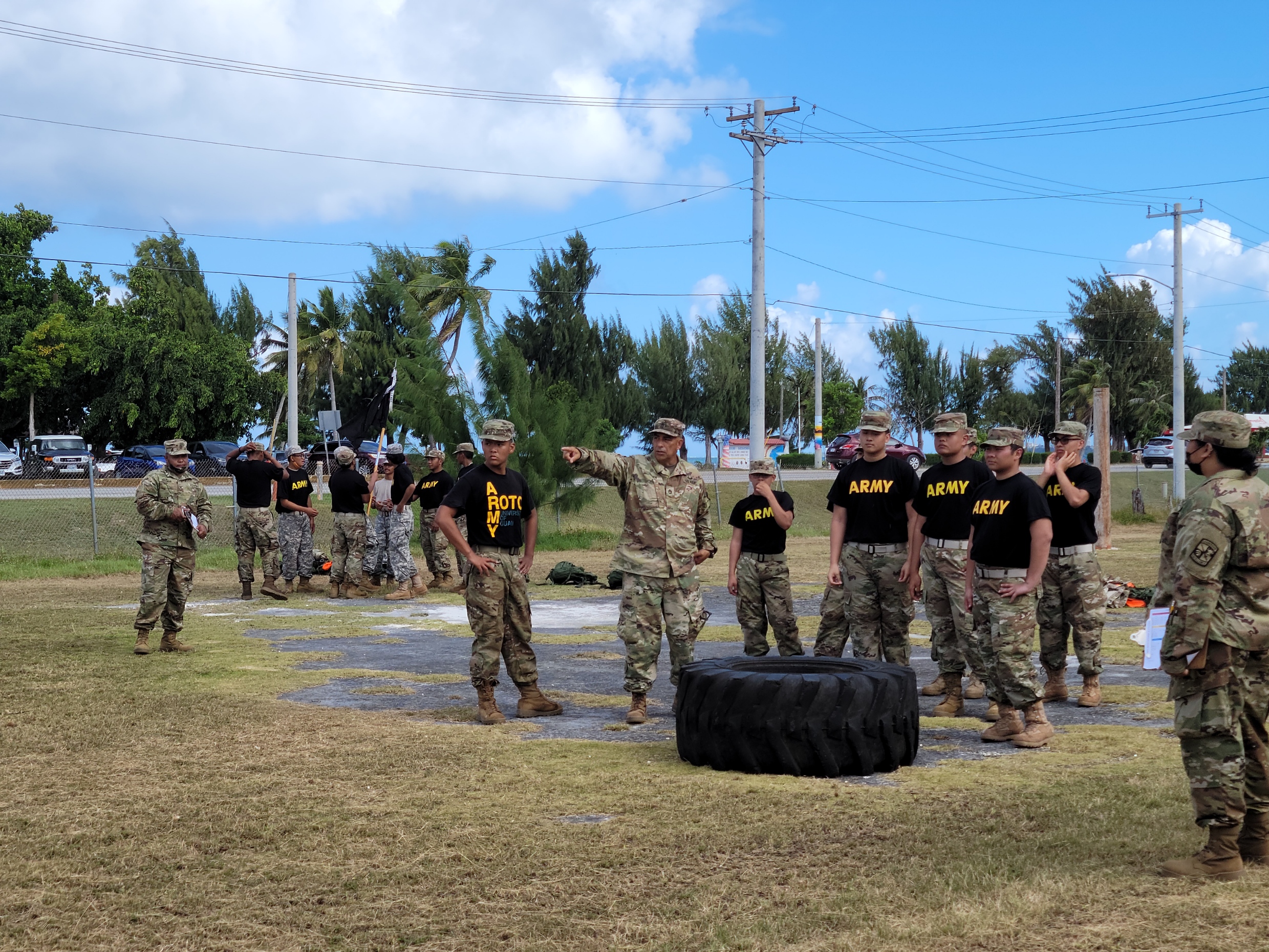 Army Instructor SFC Albert Lujan gives instructions to the NMC SROTC cadets before the relay race.Photo by K-Andrea Evarose S. Limol