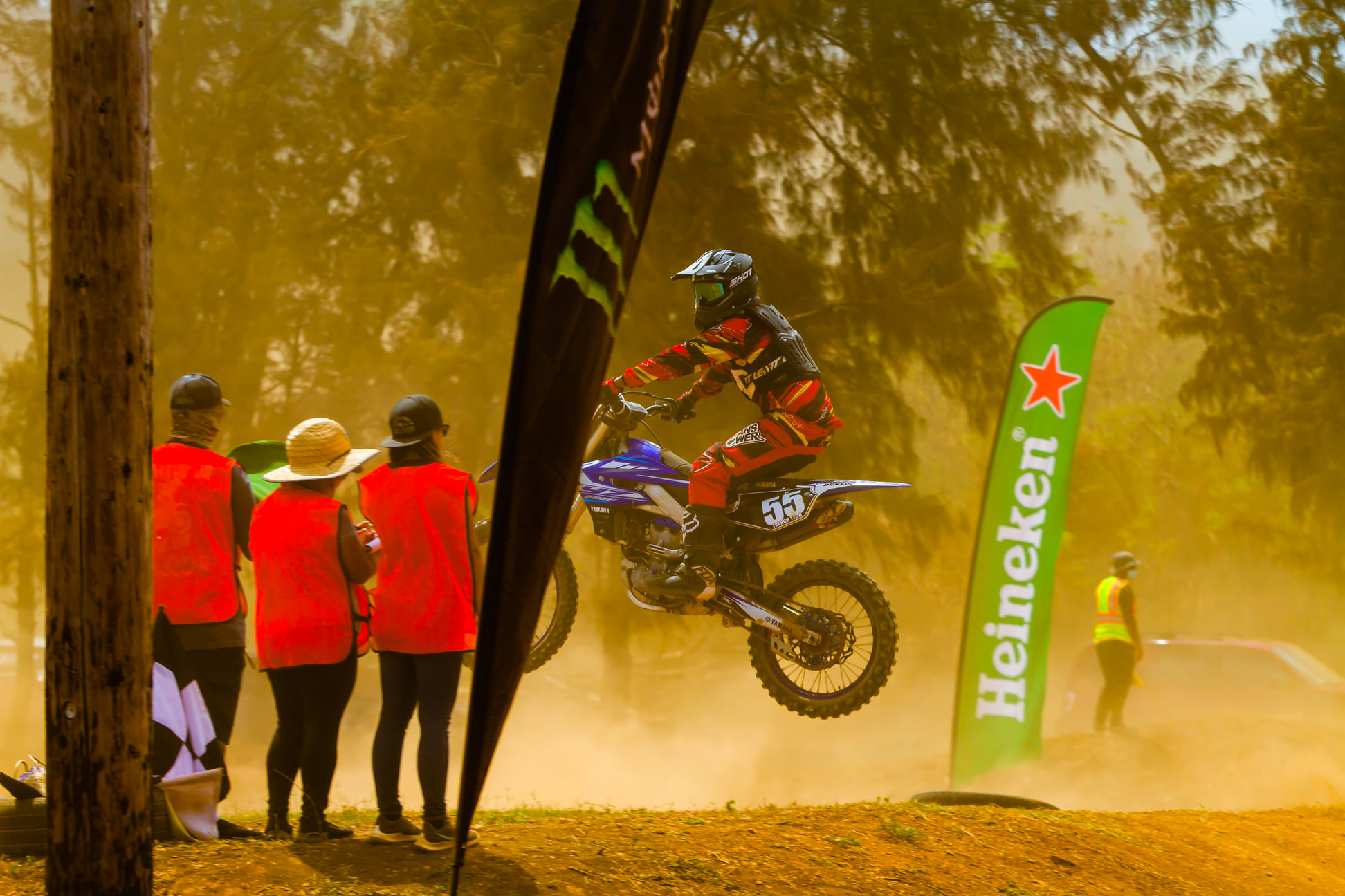 Shane Alvarez executes a jump during an Expert Class race at the Cow Town Raceway Park.Photo by Joseph Chin