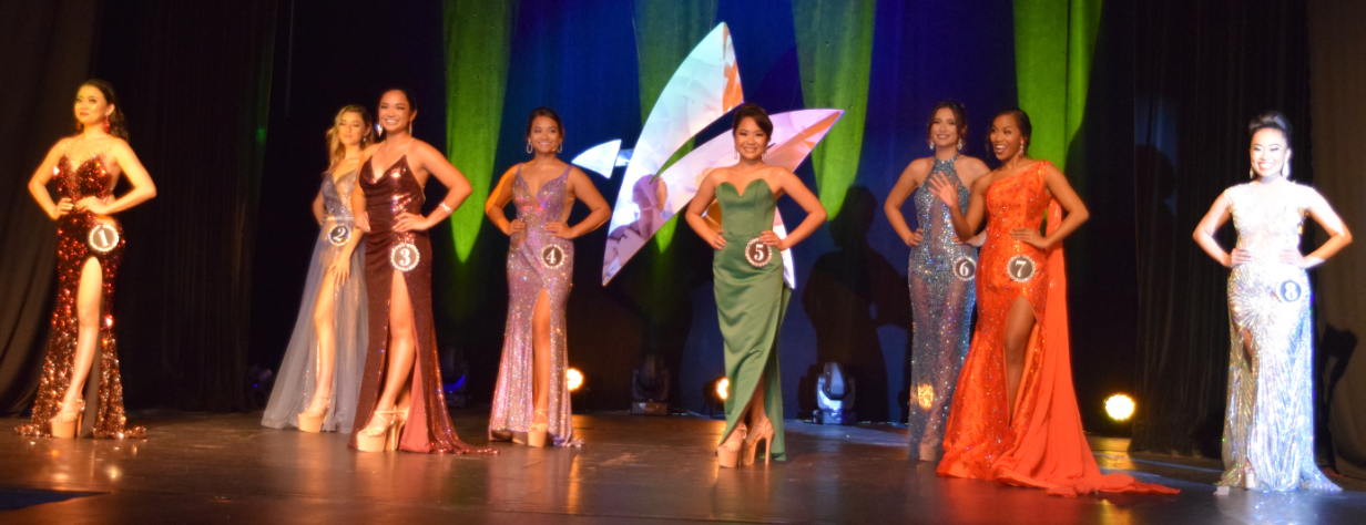 The 2021 Miss Marianas contestants in their evening gowns.Photo by Emmanuel T. Erediano
