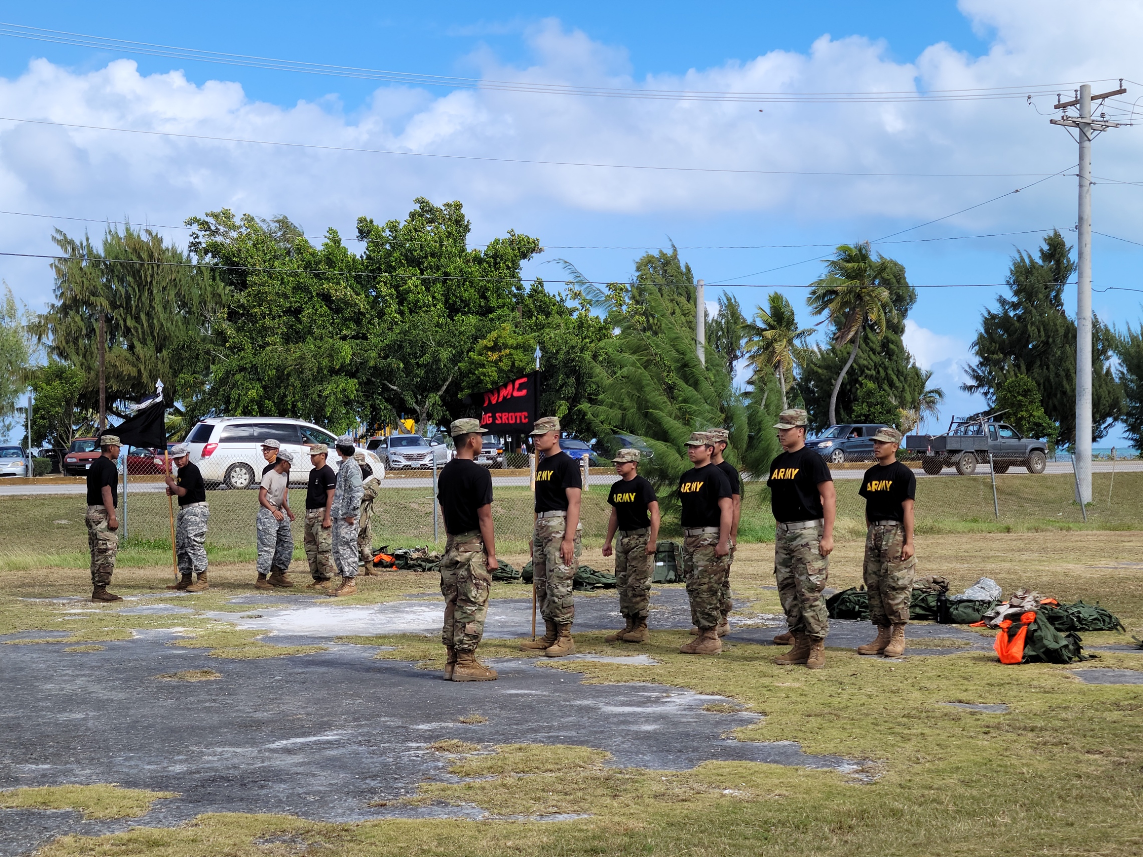 NMC SROTC and MHS JROTC cadets prepare to execute the relay race challenge.Photo by K-Andrea Evarose S. Limol