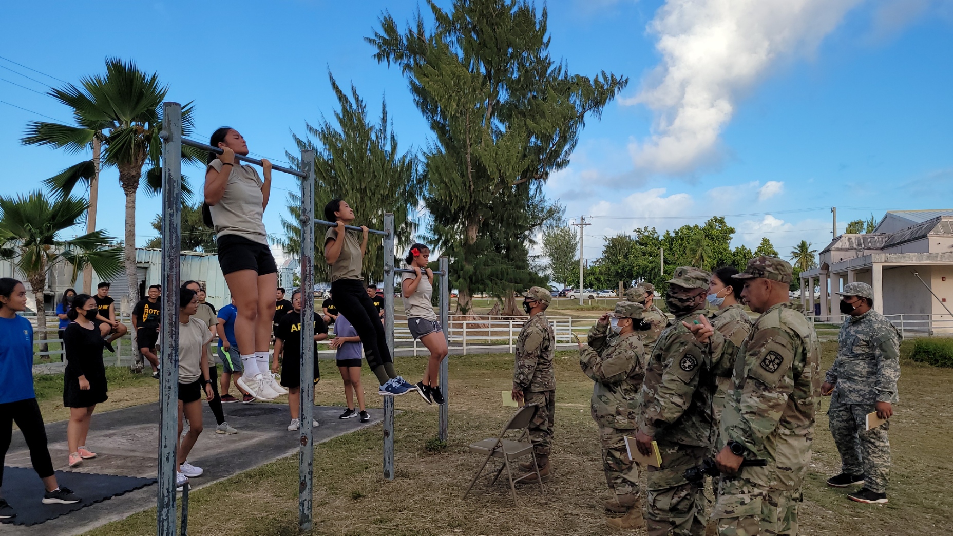Female cadets execute the pull-up hold.Photo by K-Andrea Evarose S. Limol