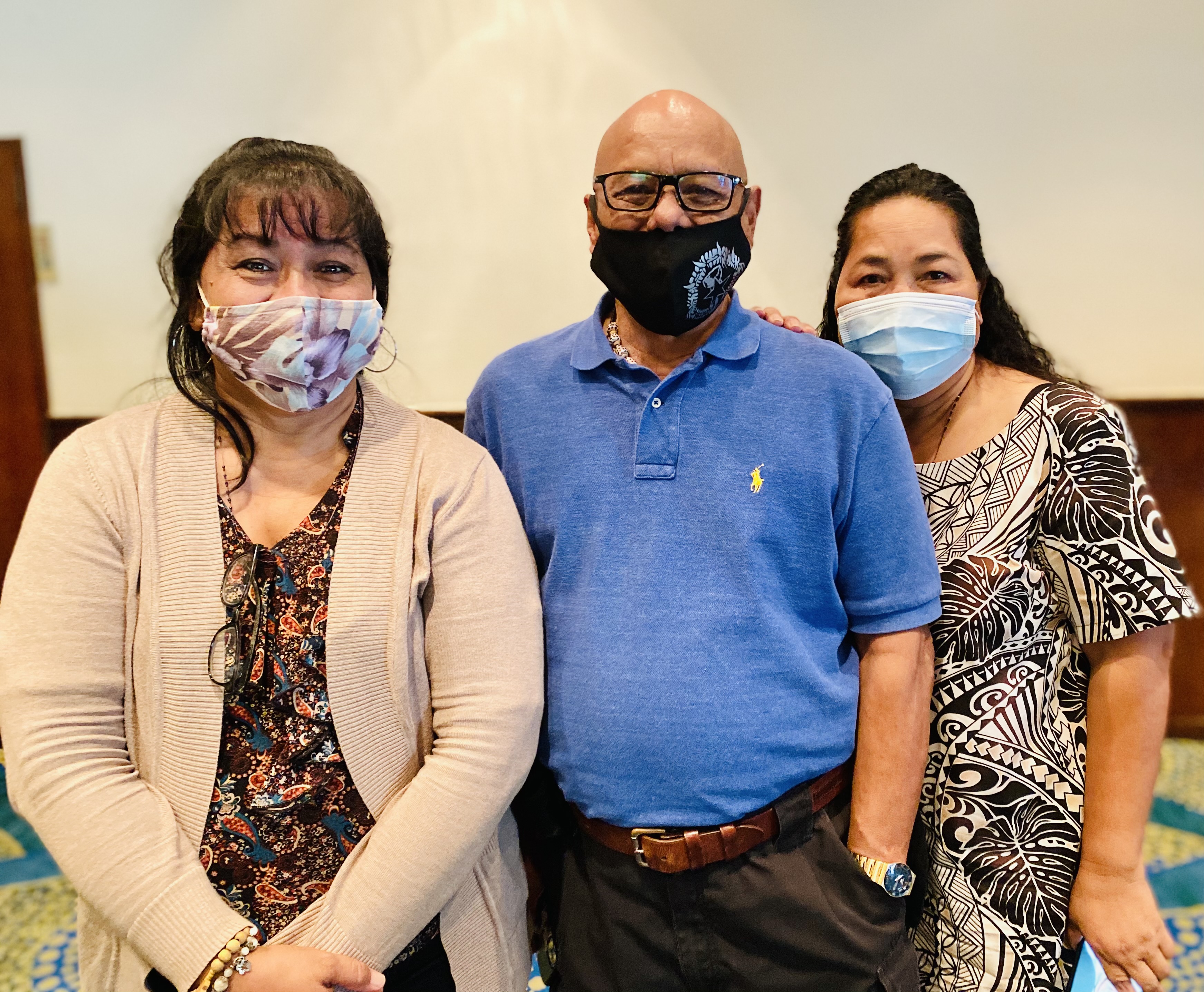 Board of Education Vice Chairman Sgt. Maj. Herman Atalig (Ret.), Mona Maratita (Saipan Southern High School), and Vilhelma Manglona (Dr. Rita H. Inos Jr.-Sr. High School).